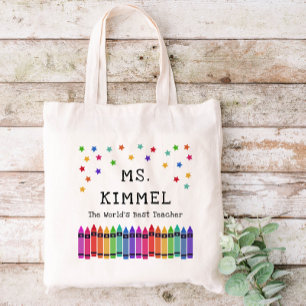 Tote Bag Crayons & Stars Meilleure appréciation de l'enseig