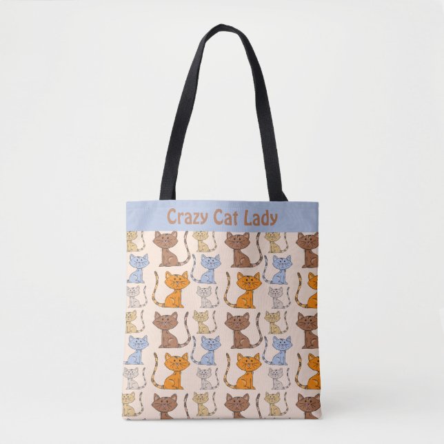 Tote Bag Crazy Cat Lady Fourre-tout (Devant)