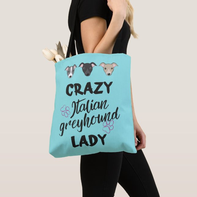 Tote Bag Crazy Italien Greyhound dame Amoureux des chiens D (De près)