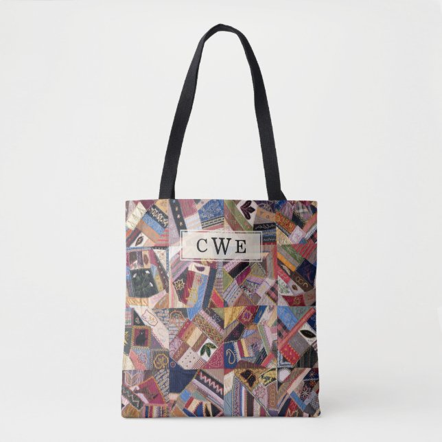 Tote Bag Crazy Quilt Patchwork-Look personnalisé (Devant)