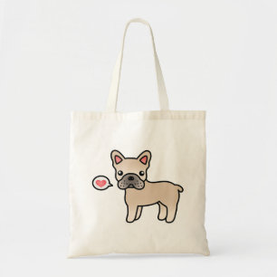 Tote Bag Cream Cartoon French Bulldog Love