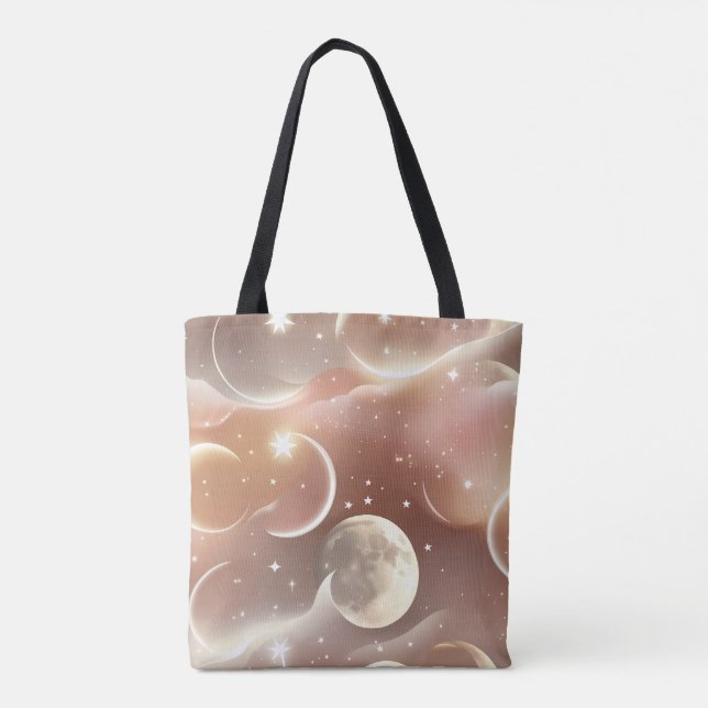 Tote Bag Creamy Ivory Peach Moon Soft Glow (Dos)