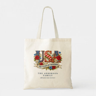 Tote Bag Create Your Own Floral USA 250 Years of Freedom 