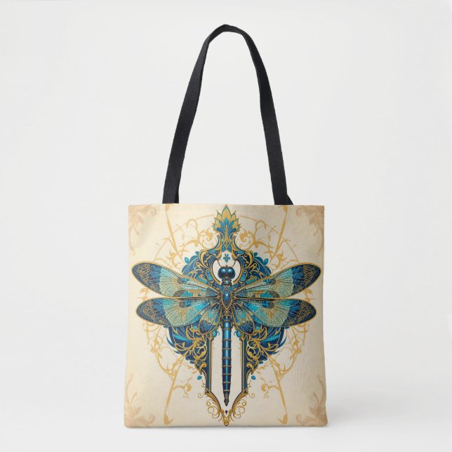 Tote Bag Création artistique de libellule complexe (Devant)