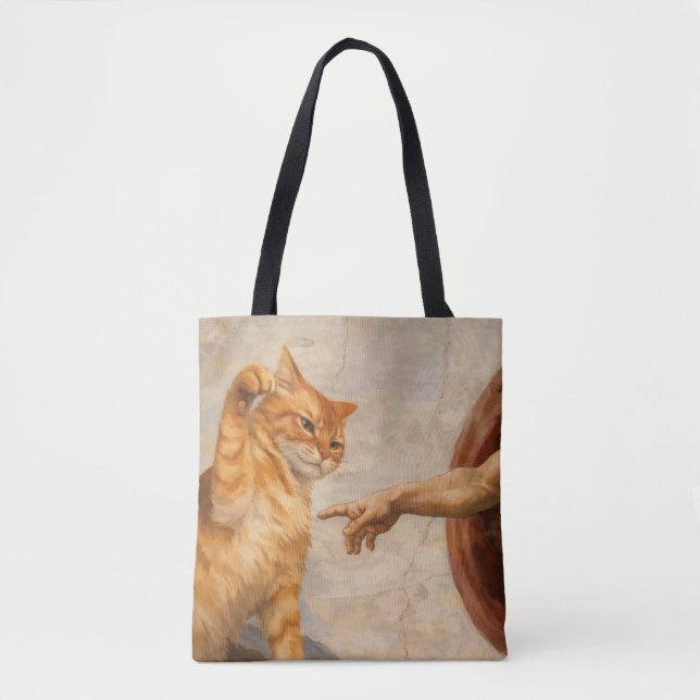 Tote Bag Création d'Adam avec le chat Sarca, une œuvre d'ar (Devant)