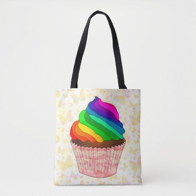 Tote Bag Création personnalisable de gâteau Pride arc-en-ci (Devant)