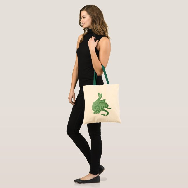 Tote Bag créature imaginaire mythique dragon vert mignon (Devant (modèle))