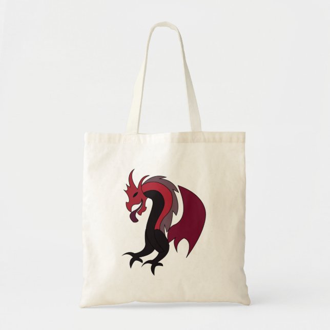 Tote Bag Créature mythique du dragon noir rouge (Devant)