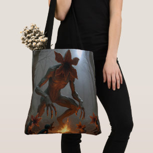 Tote Bag Créatures Démogorgon autour d'un feu de camp