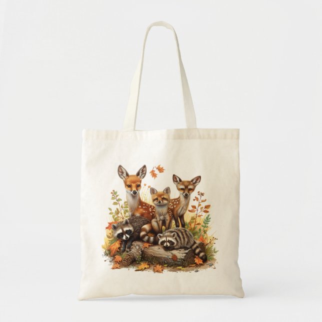 Tote Bag Créatures des bois, automne (Devant)