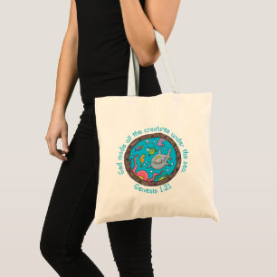Tote Bag Créatures marines drôles bande dessinée verset bib