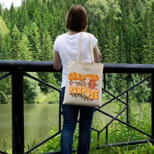 Tote Bag Créé avec un but, Boho esthétique, Vibe rétro