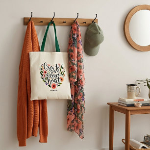 Tote Bag Crée en moi un cœur pur floral