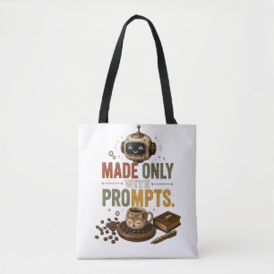 Tote Bag Créé Uniquement Avec Des Invites Drôle Robot Café