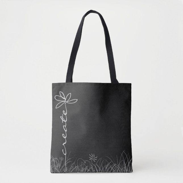 Tote Bag Créer des gribouillis margueris sur tableau noir (Devant)