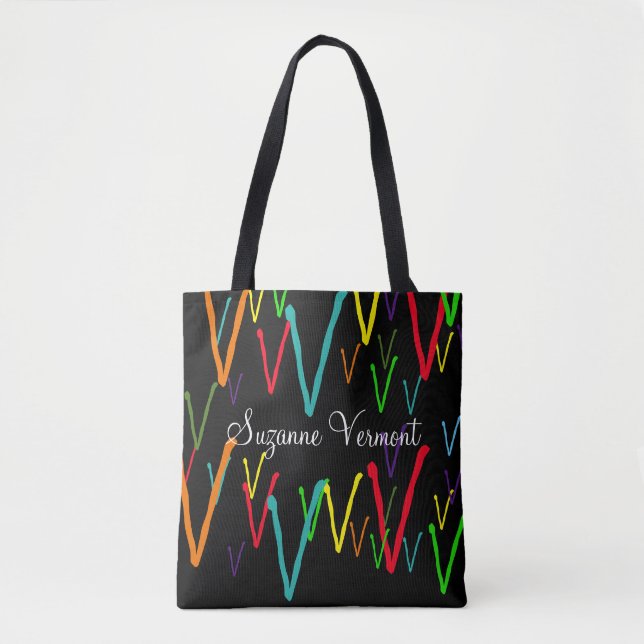 Tote Bag créer un motif d'initiales coloré (Devant)