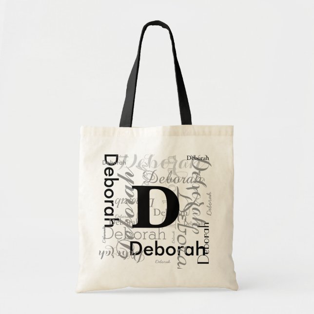 Tote Bag Créer un nom et une initiale personnalisés (Devant)