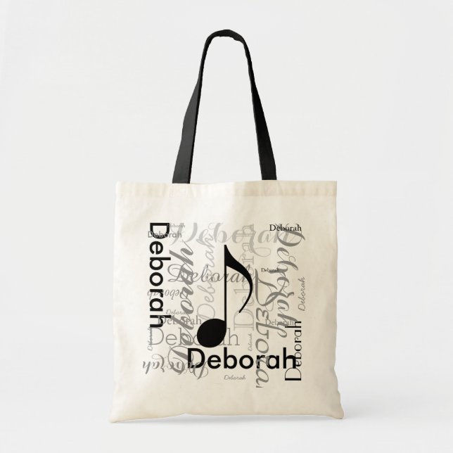 Tote Bag créer un nom personnalisé avec une note de musique (Devant)