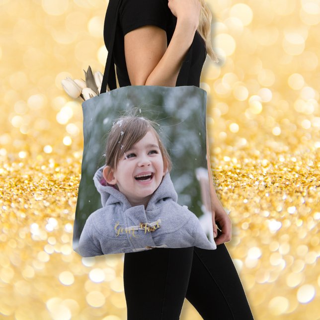 Tote Bag Créer une photo personnalisée Stylish tendance (Create Custom Personalized Photo Stylish Trendy Tote Bag)