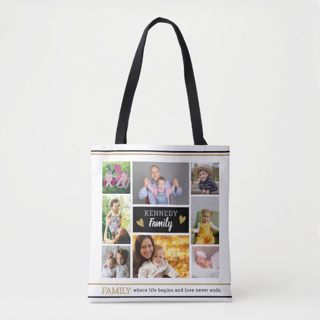 Tote Bag Créer votre propre soumission de famille 8 Collage (Devant)