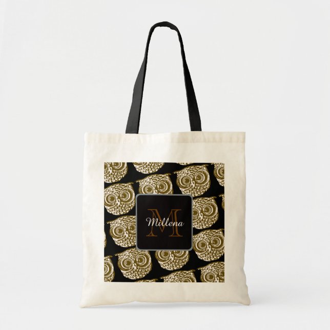 Tote Bag créez votre propre chouette monogrammée (Devant)