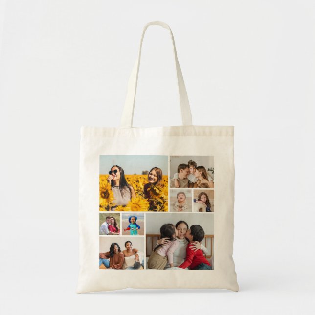 Tote Bag Créez votre propre collage de 8 photos (Devant)