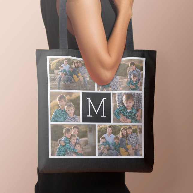Tote Bag Créez votre propre collection de photos - 6 photos (Personalized tote bag with photo and text)