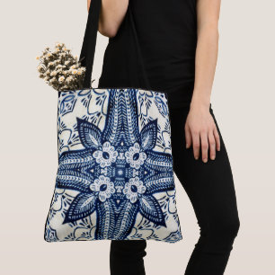 Tote Bag Créez Votre Propre Denim Fleuris Bleu Vintage Pers
