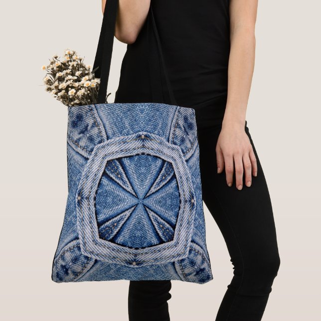 Tote Bag Créez votre propre impression Retro Blue Jean pers (De près)