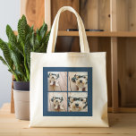 Tote Bag Créez votre propre Instagram Collage Navy 4 Photos<br><div class="desc">Utilisez quatre photos carrés pour créer un cadeau unique et personnel. Ou vous pouvez garder le chiot hipster et faire un gardien branché. Si vous avez besoin d'ajuster les images,  cliquez sur l'outil personnaliser pour apporter des modifications.</div>