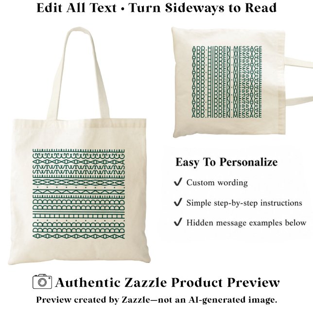 Tote Bag Créez Votre Propre Long Message Caché & Nom D Gree (Créateur téléchargé)
