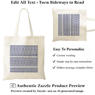 Tote Bag Créez Votre Propre Long Message Caché & Nom Navy