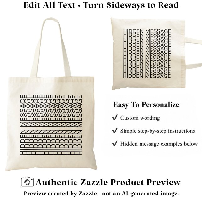Tote Bag Créez Votre Propre Message Caché Court 148B Nouvea (Créateur téléchargé)