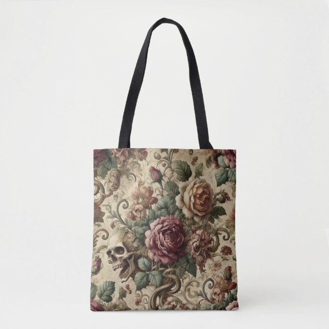 Tote Bag Crématoire en bois de rose - Crâne gothique & Baro (Devant)