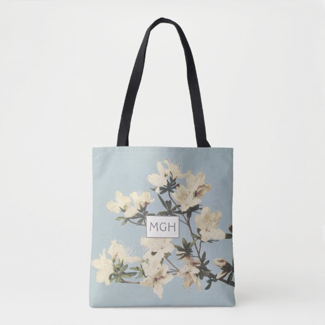 Tote Bag Crème Azalea Fleurs Monogramme (Devant)