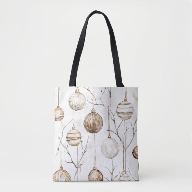 Tote Bag Crème biologique Tan ornements de Noël (Devant)