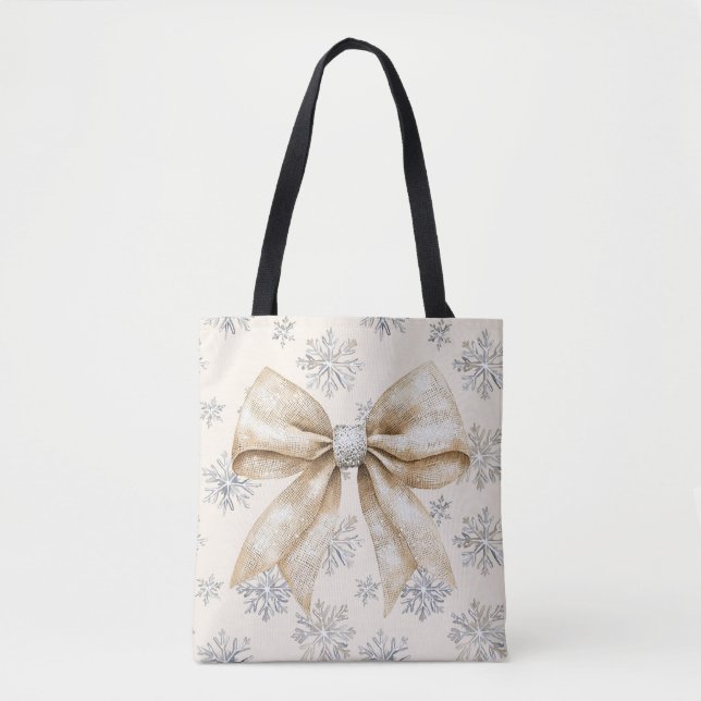 Tote Bag Crème brillante rustique annonce Noël (Devant)