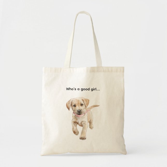 Tote Bag Crème Chien Bonne Fille ou Garçon (Devant)