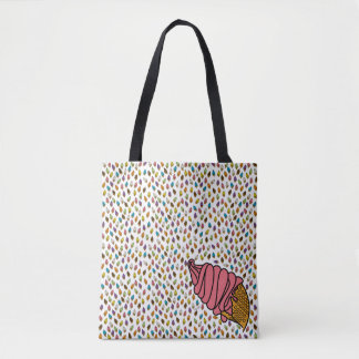 Tote Bag Crème de glace de fraise colorée Cone icecreamlici