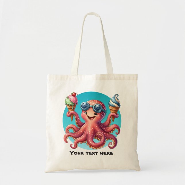 Tote Bag Crème glacée de poulpe personnalisable (Devant)