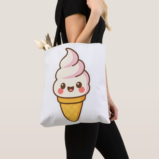 Tote Bag Crème glacée Kawaii douce (De près)