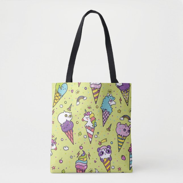 Tote Bag Crème glacée Pop Cute : Motif animal (Devant)