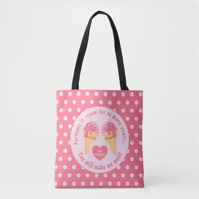 Tote Bag Crème glacée Scoops Cute Romantique Saint Valentin (Devant)