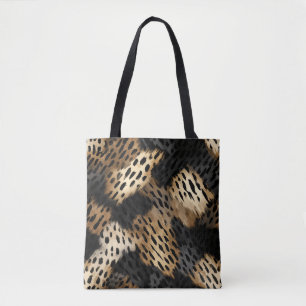 Tote Bag Crème noire léopard animal abstrait