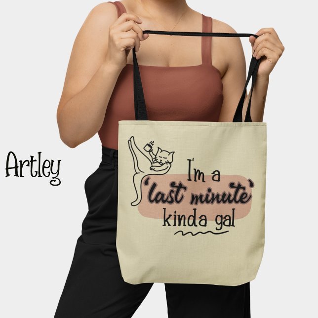 Tote Bag Crème rose Drôle Chat Procrastinate Lazy Femme (Créateur téléchargé)