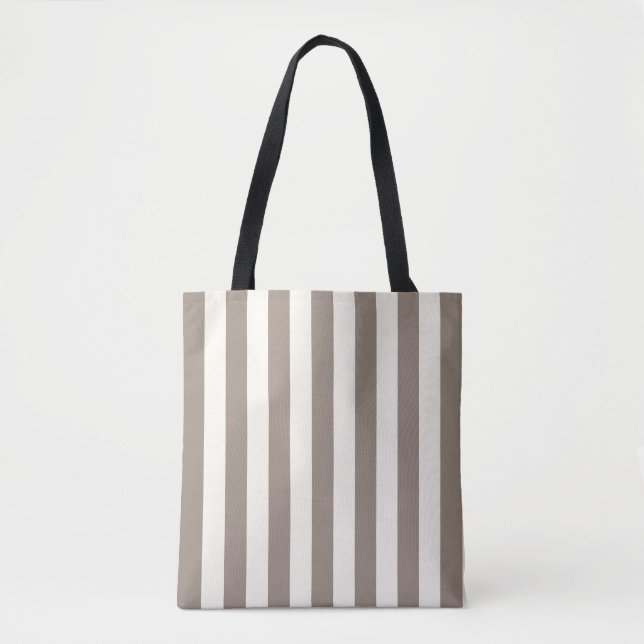 Tote Bag Crème Taupe Stripes intemporelle (Devant)