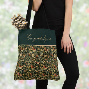 Tote Bag Crème verte florale William Morris inspiré avec no