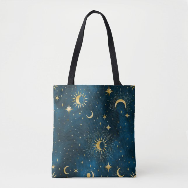 Tote Bag Crescent Lune étoile Nuit céleste (Devant)