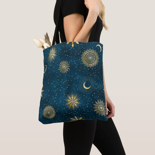Tote Bag Crescent Lune étoile Nuit céleste (De près)