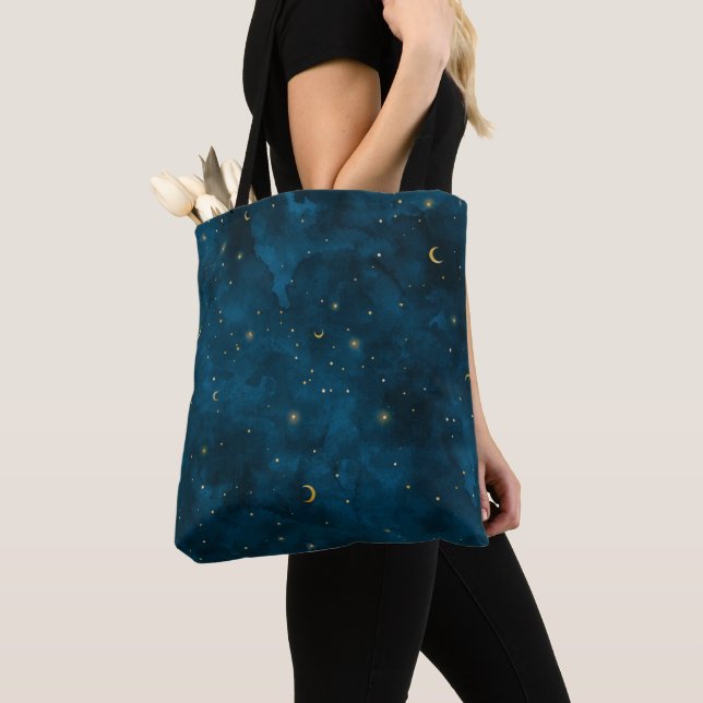 Tote Bag Crescent Lune étoile Nuit céleste (De près)